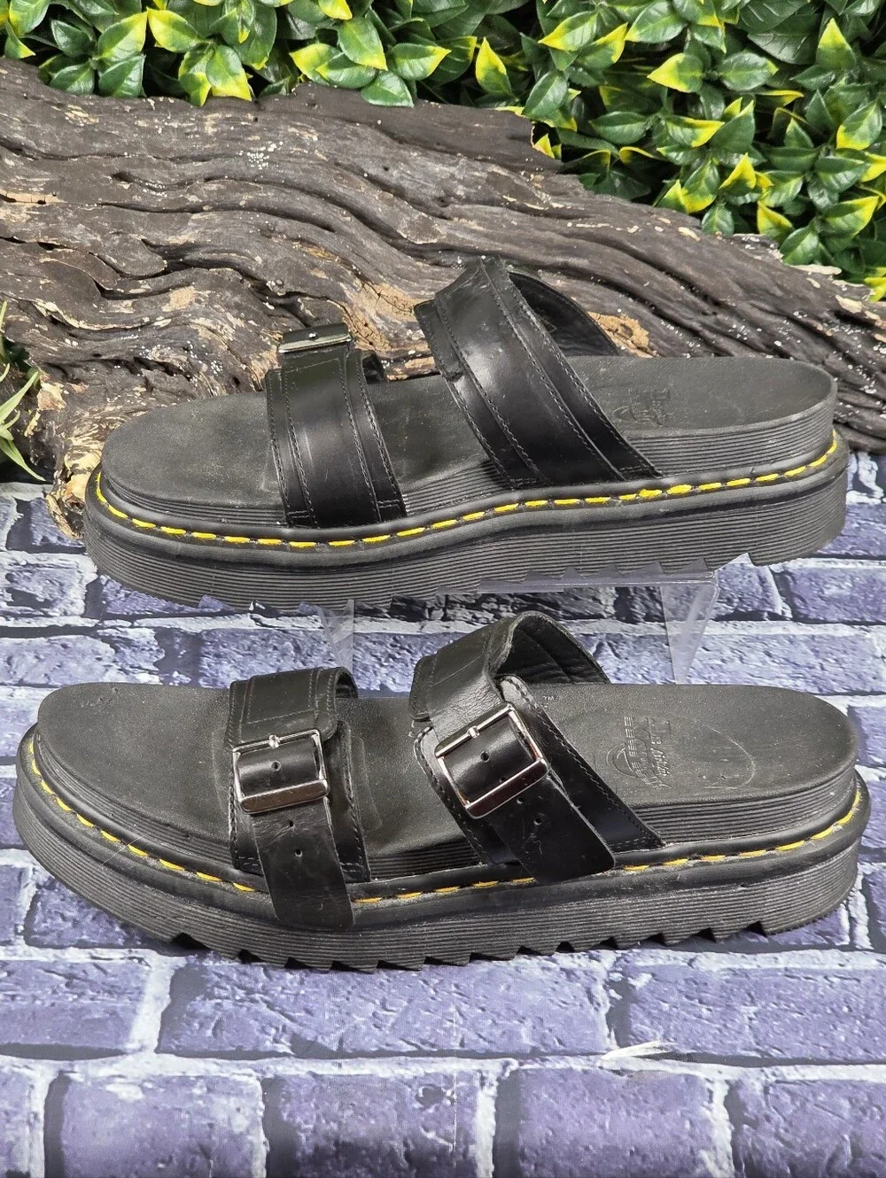 Dr. Martens Myles Brando Leather Buckle Slide Sandals